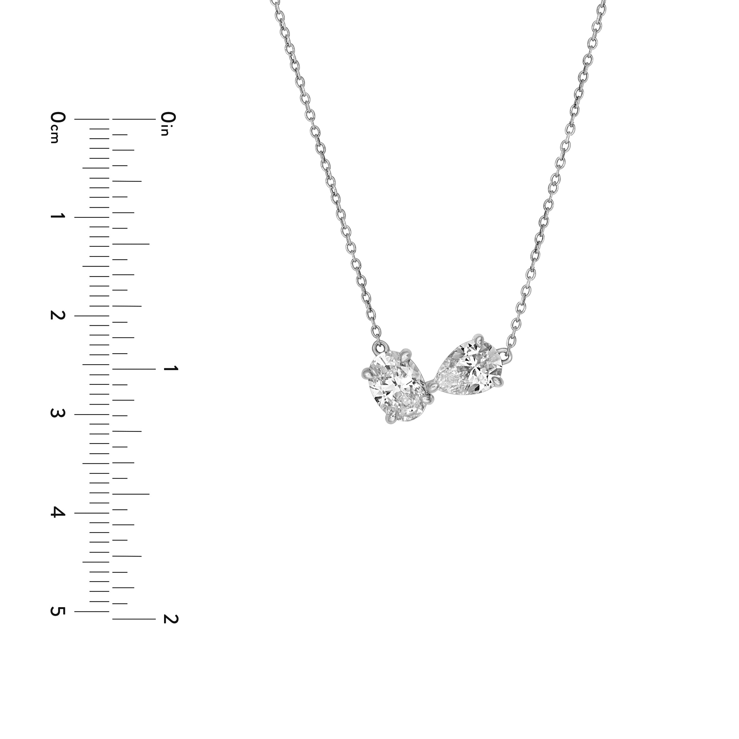 1-1/2tcw Toi et Moi Pear & Oval Diamond Necklace