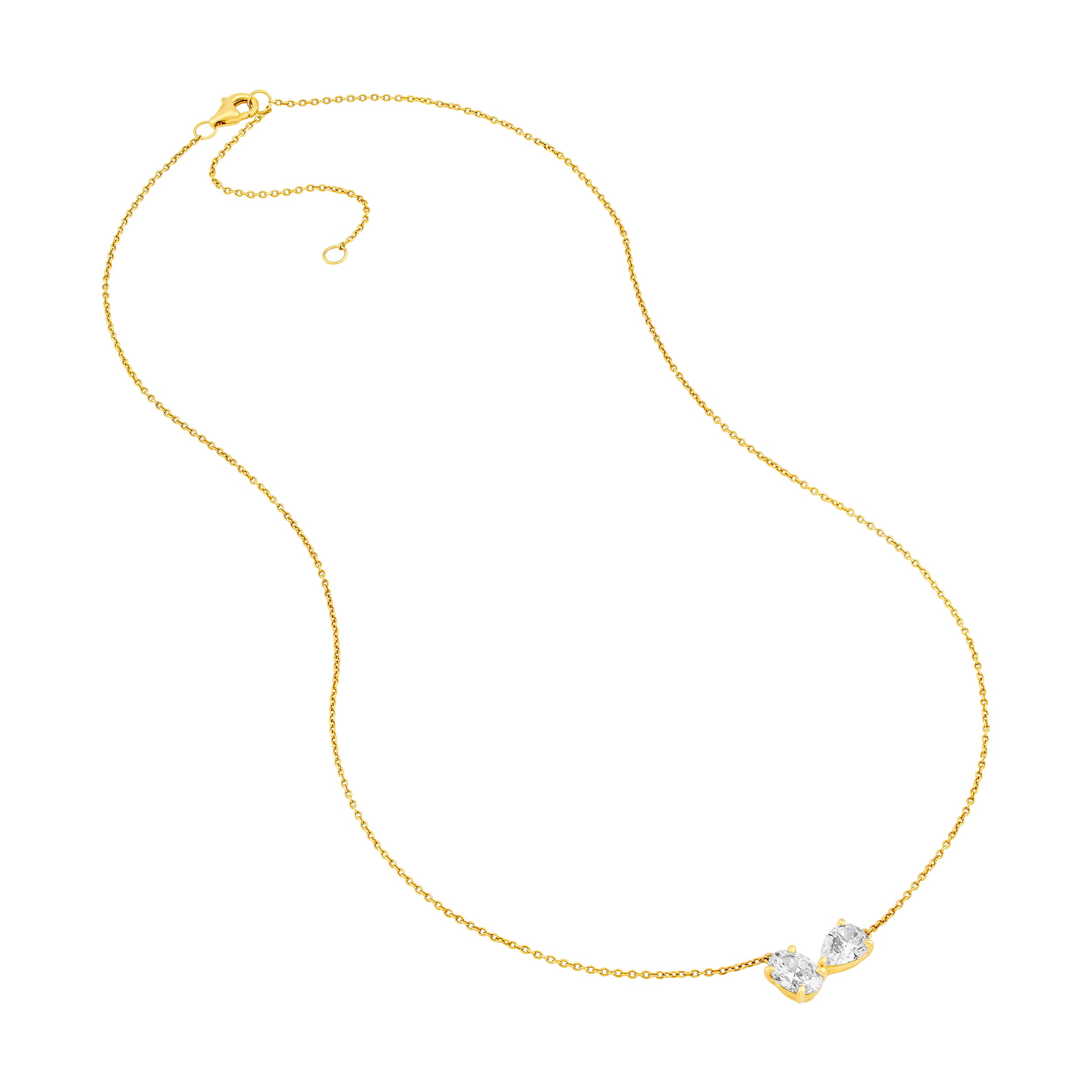 1-1/2tcw Toi et Moi Pear & Oval Diamond Necklace