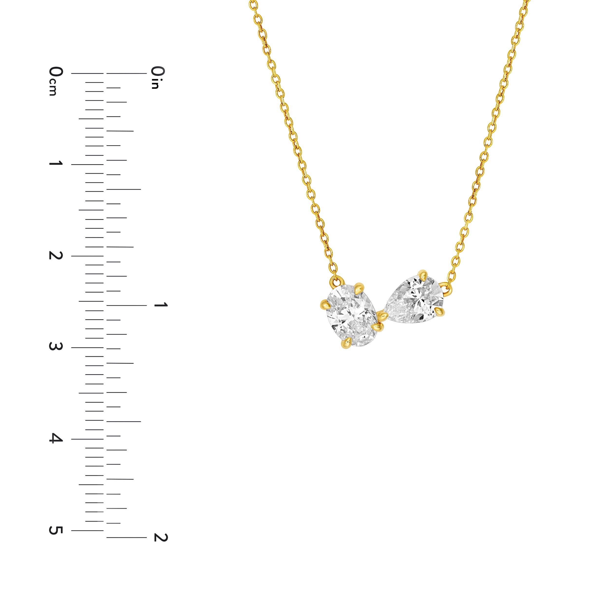 1-1/2tcw Toi et Moi Pear & Oval Diamond Necklace