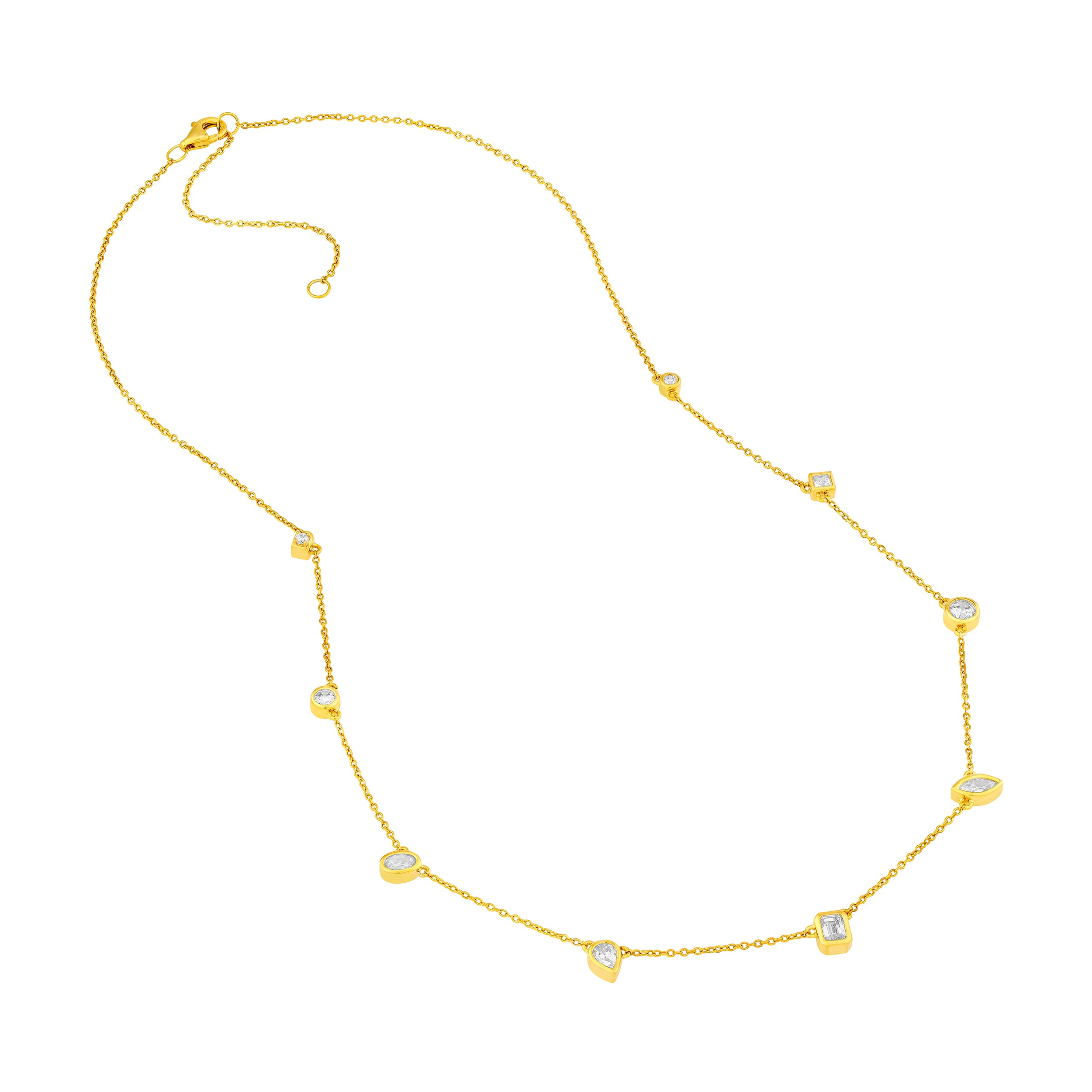 1tcw Multi Stone Bezel Diamond Station Necklace