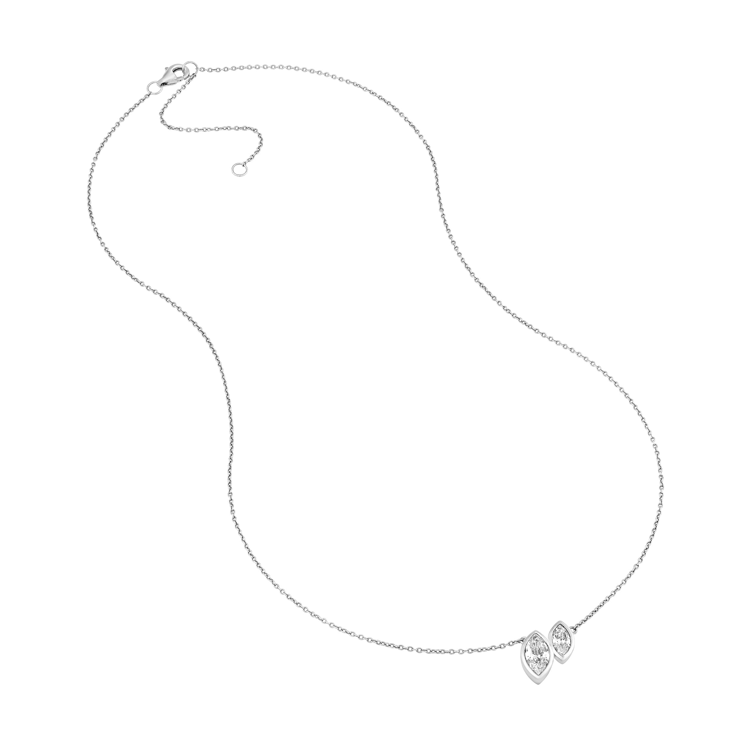 1-1/6tcw Toi et Moi Marquise Diamond Necklace