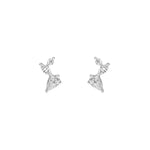 3/4tcw Pear Marquise & Round Diamond Cluster Stud Earrings