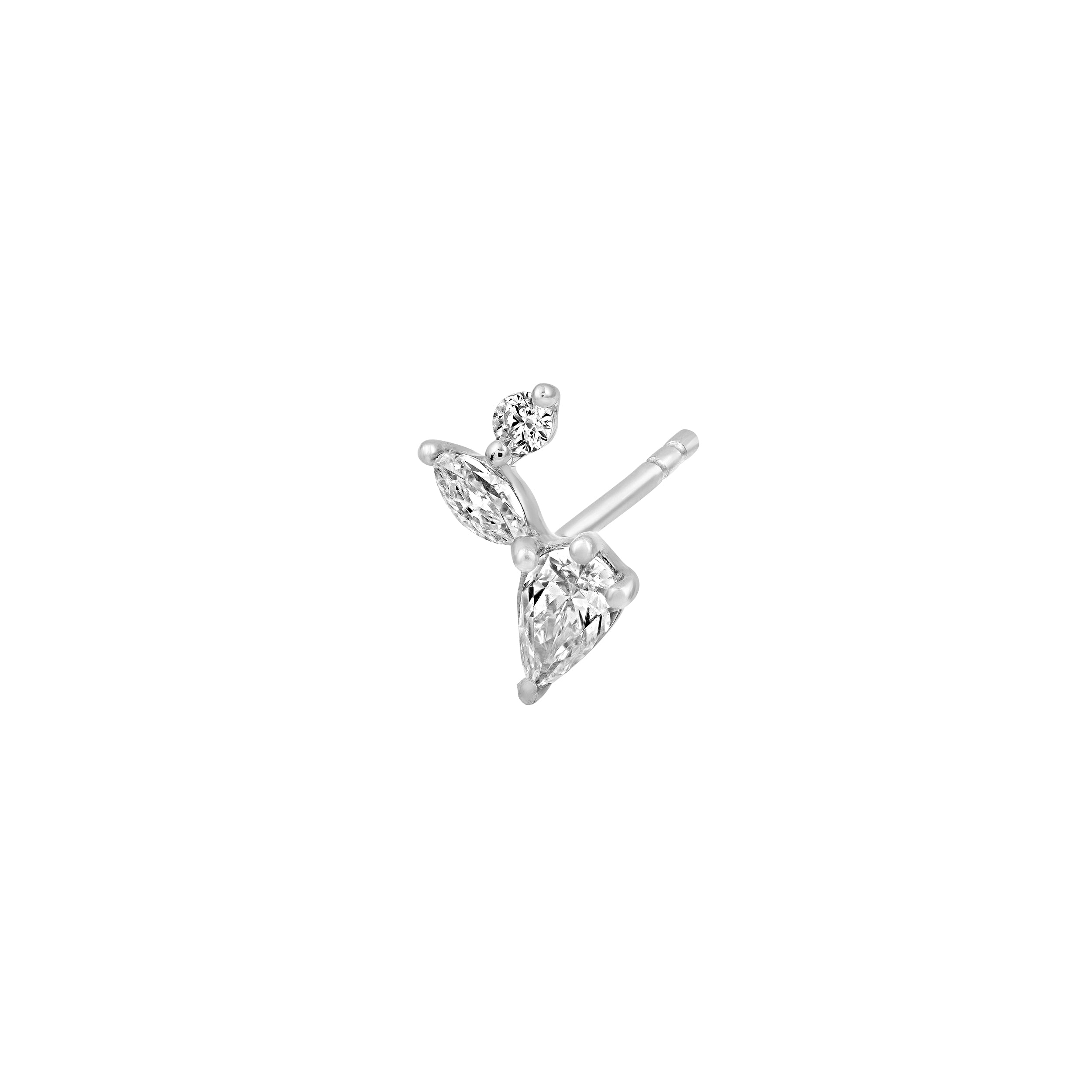 3/4tcw Pear Marquise & Round Diamond Cluster Stud Earrings