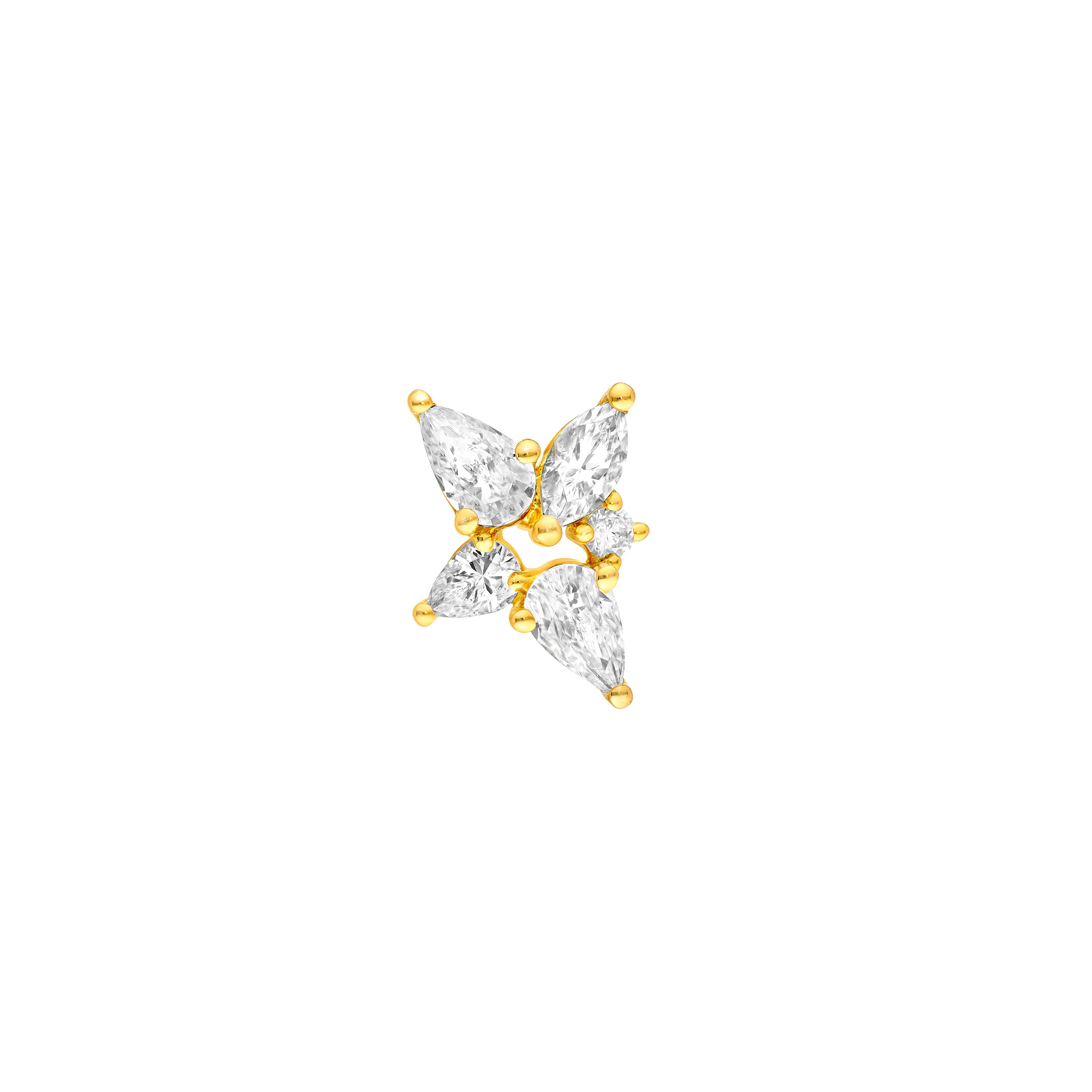 1-1/2tcw Pear Marquise & Round Diamond Stud Earrings