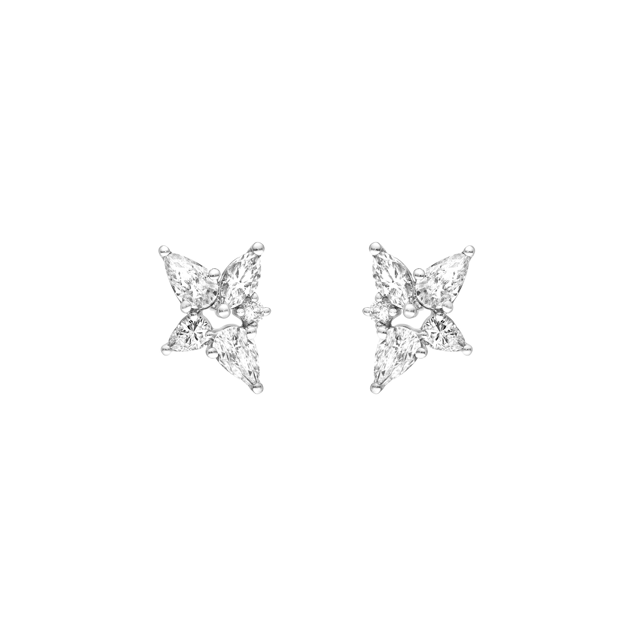 1-1/2tcw Pear Marquise & Round Diamond Stud Earrings