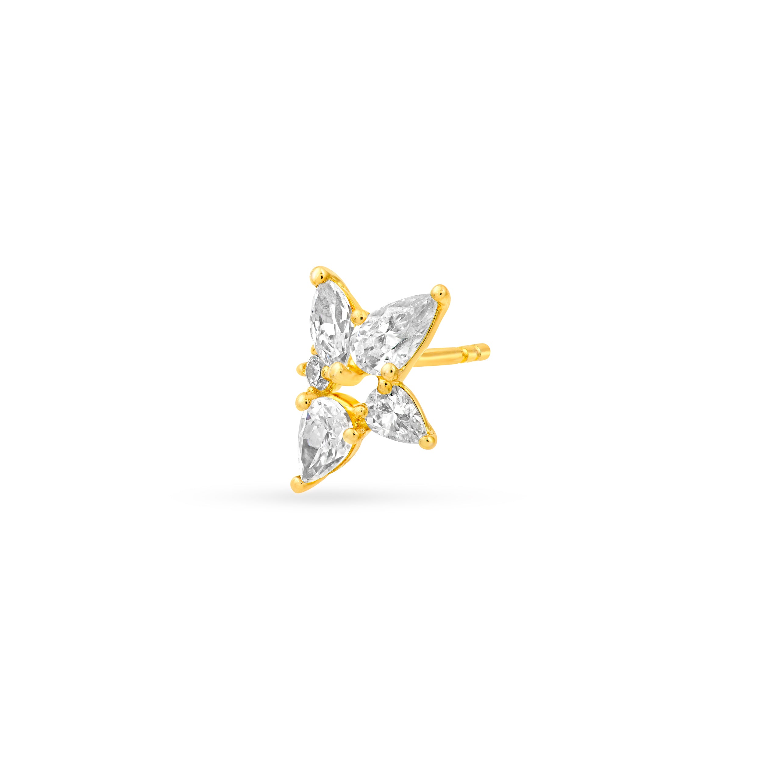 1-1/2tcw Pear Marquise & Round Diamond Stud Earrings