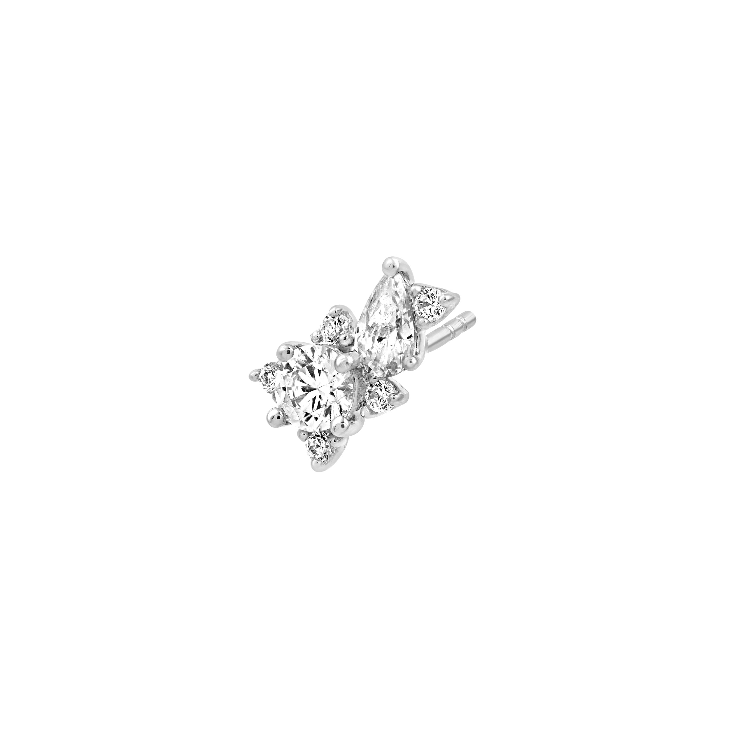 1-1/8tcw Pear & Round Diamond Stud Earrings