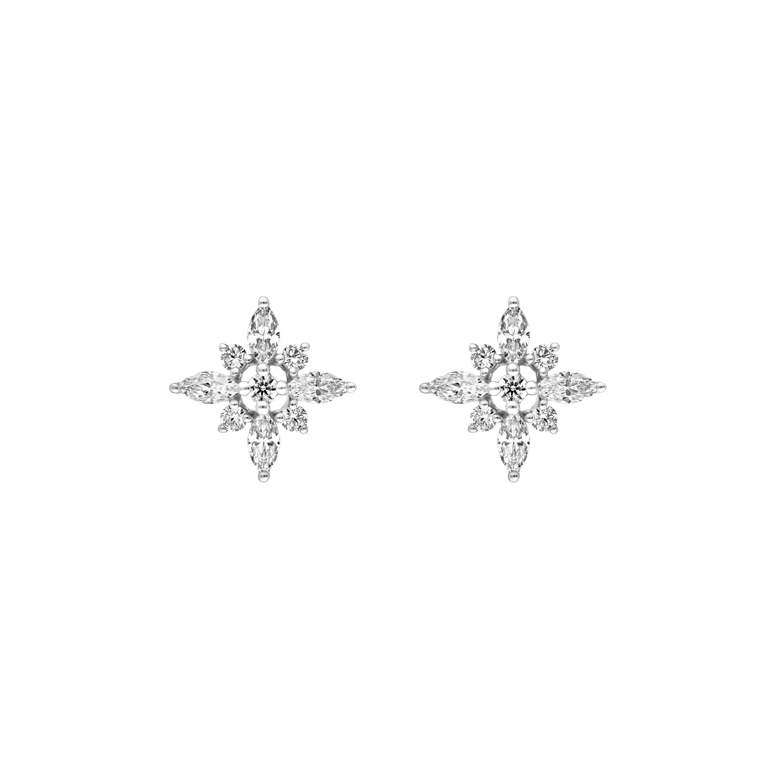 7/8tcw Marquise Diamond Flower Earrings