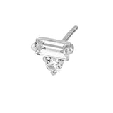 7/8tcw Square Baguette & Round Diamond Stud Earrings