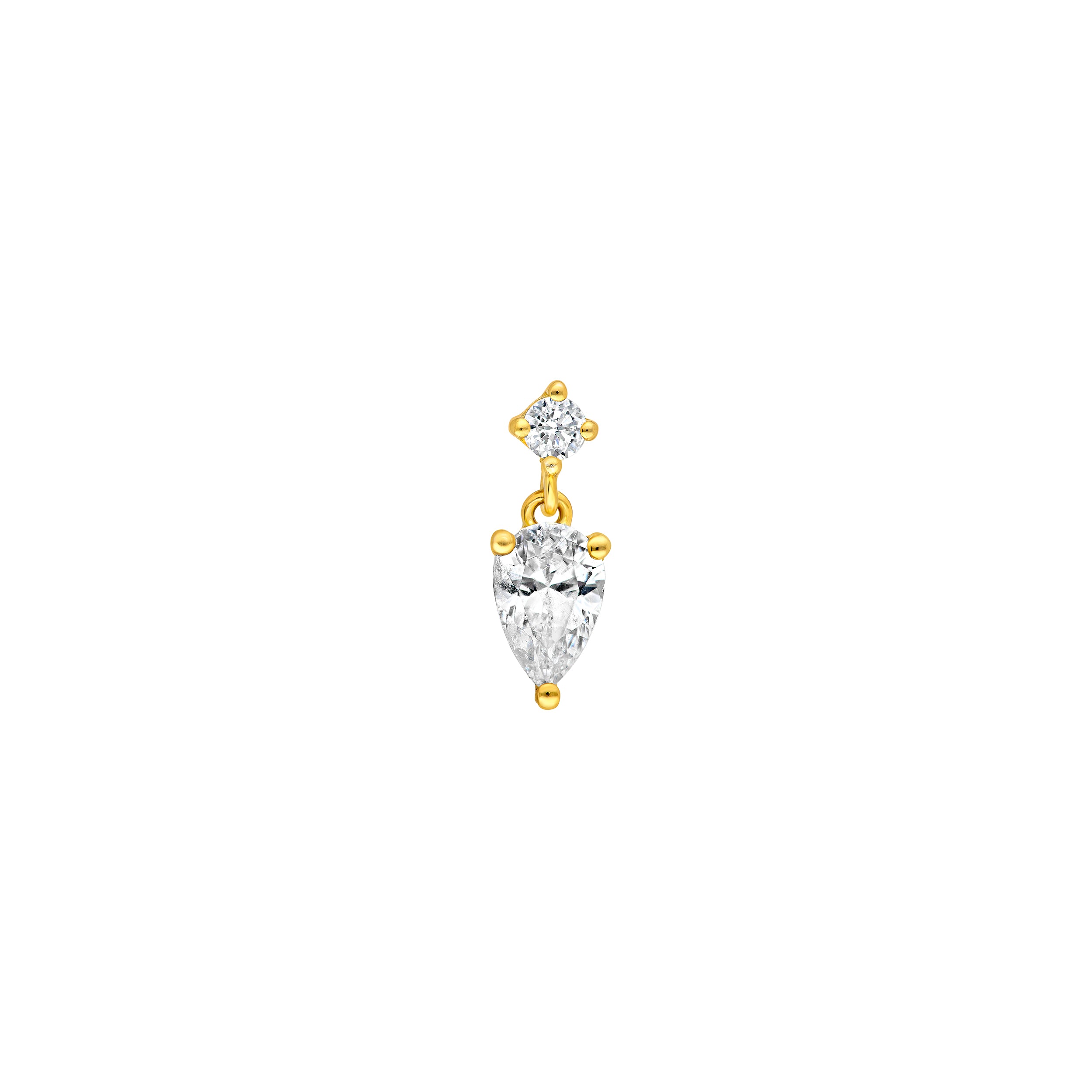 1tcw Pear & Round Diamond Stud Earrings