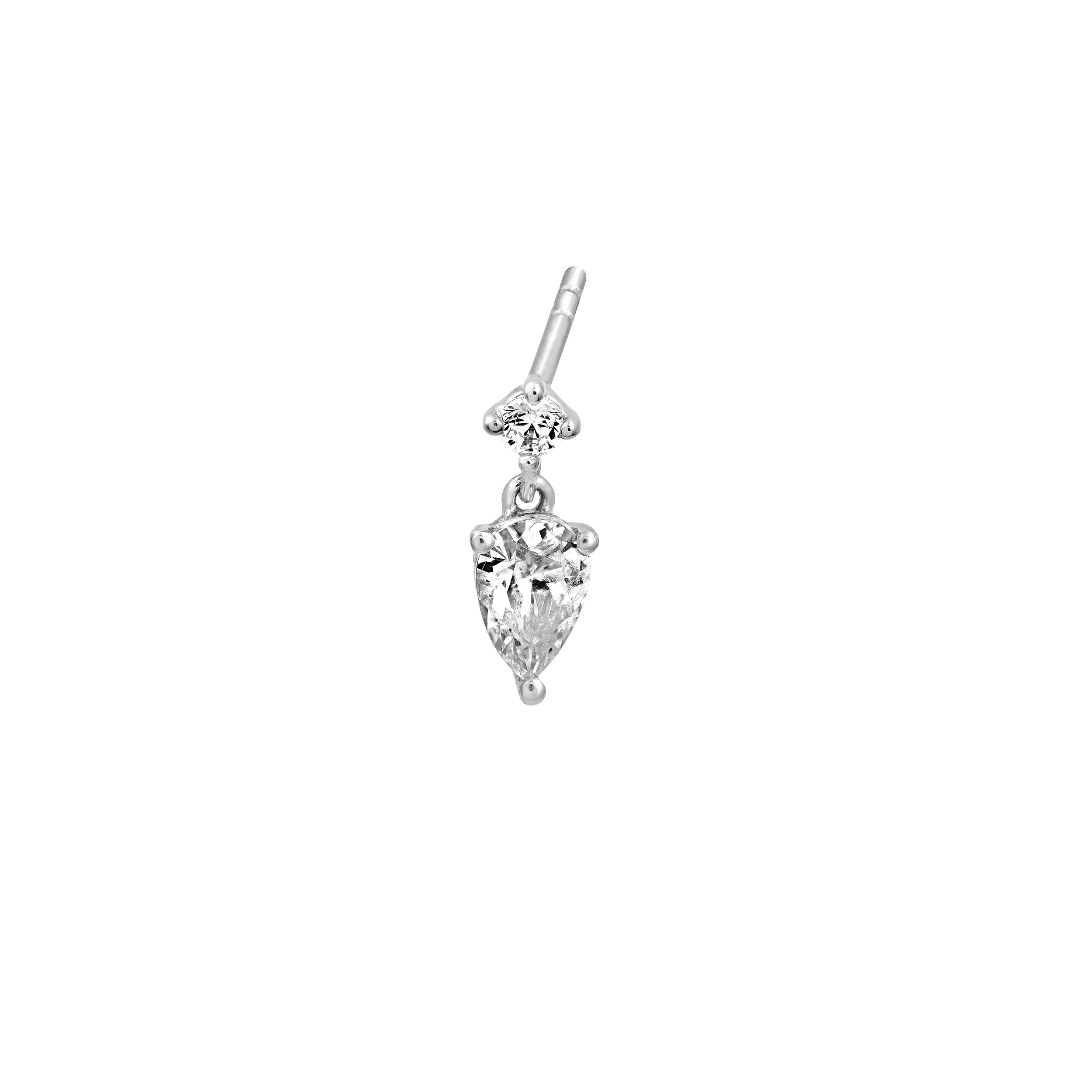 1tcw Pear & Round Diamond Stud Earrings
