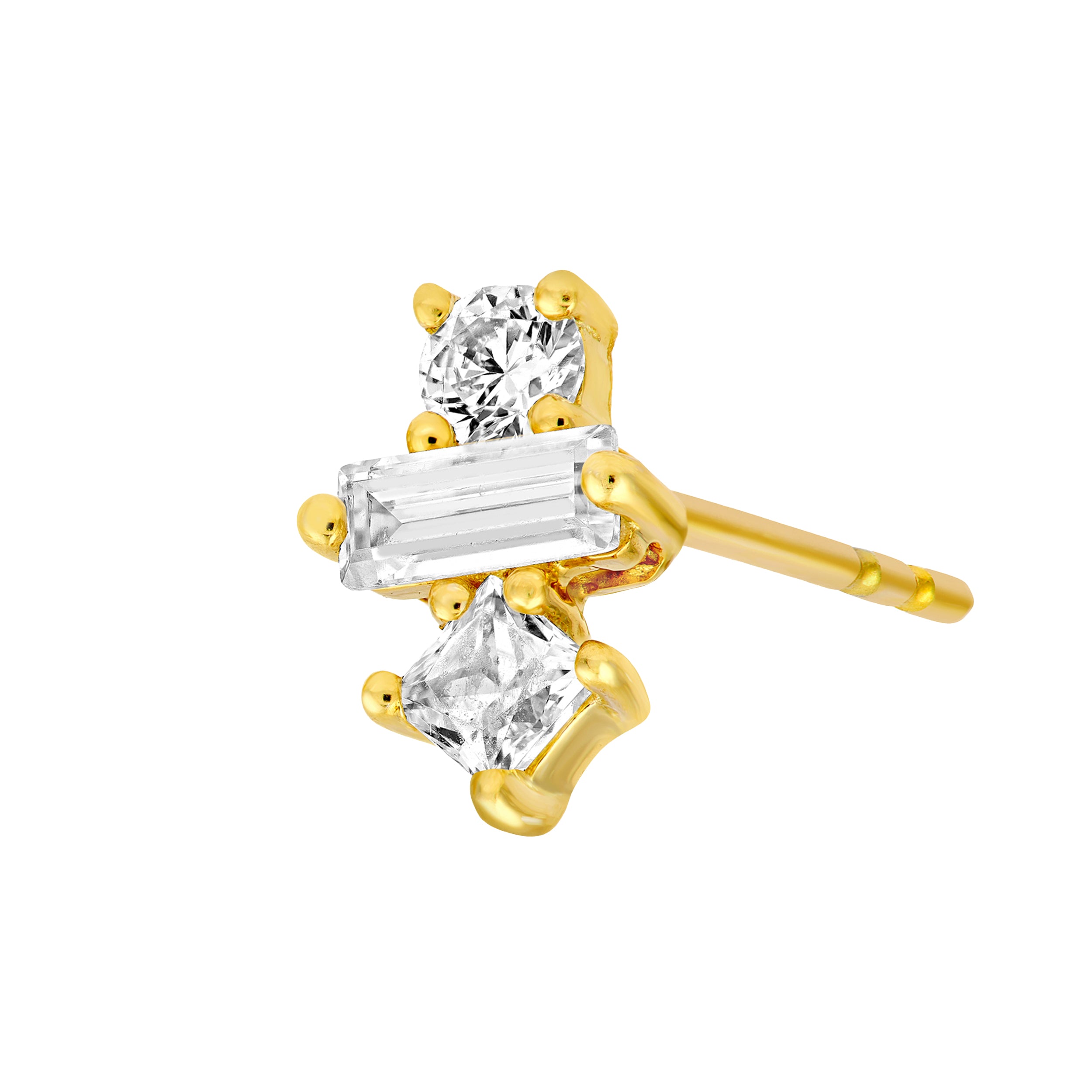 5/8tcw Square Baguette Princess & Round Diamond Studs