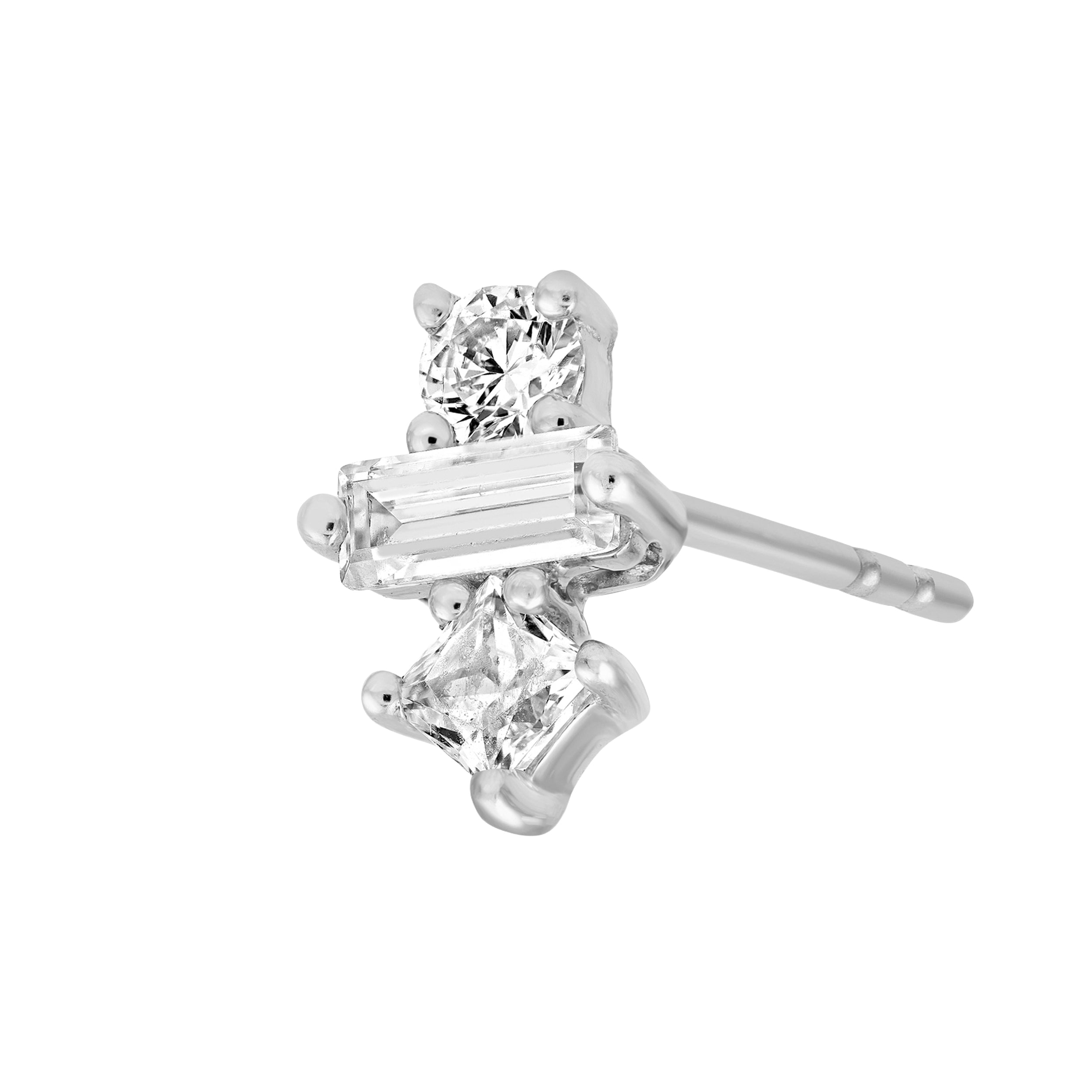 5/8tcw Square Baguette Princess & Round Diamond Studs