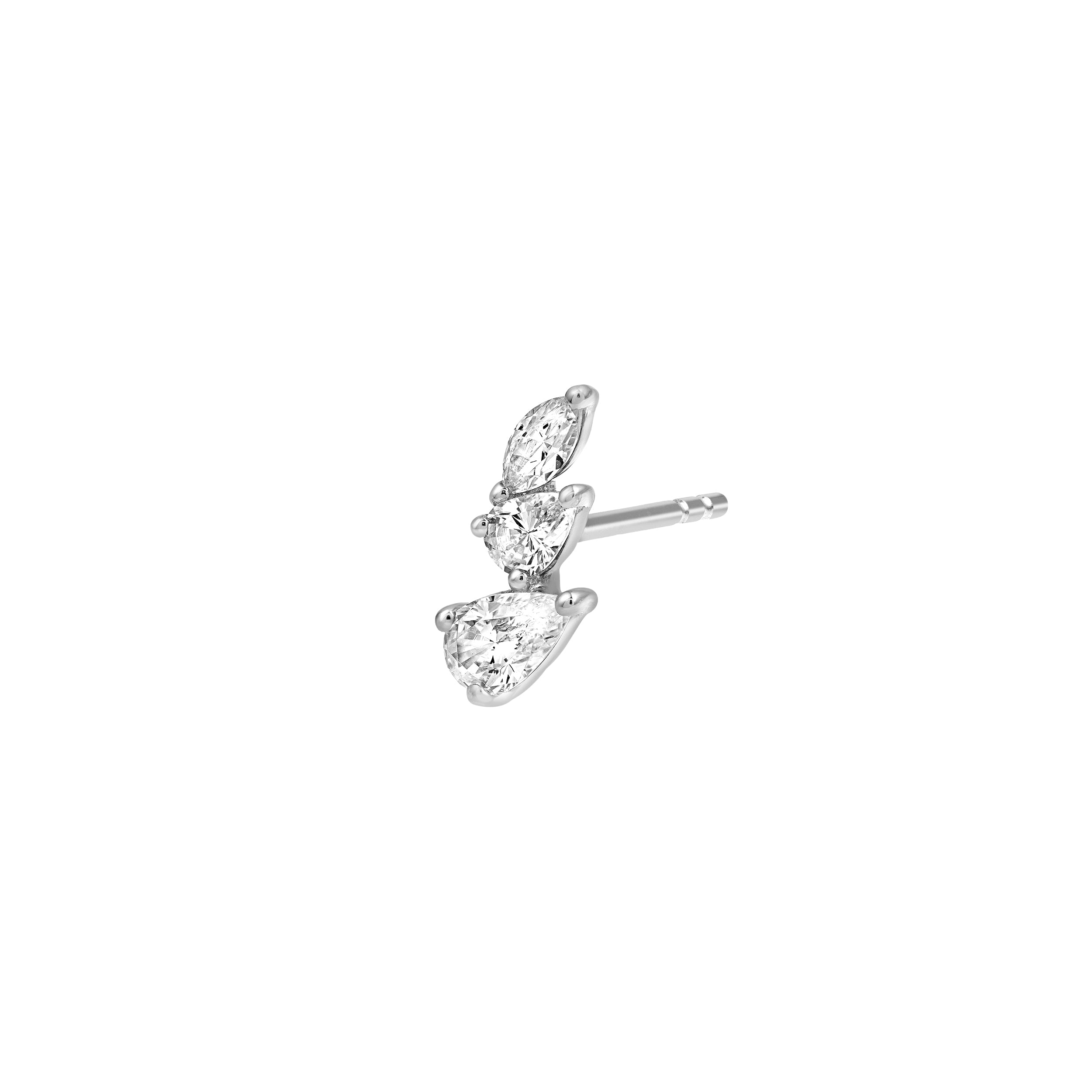7/8tcw Pear Marquise and Round Diamond Stud Earrings