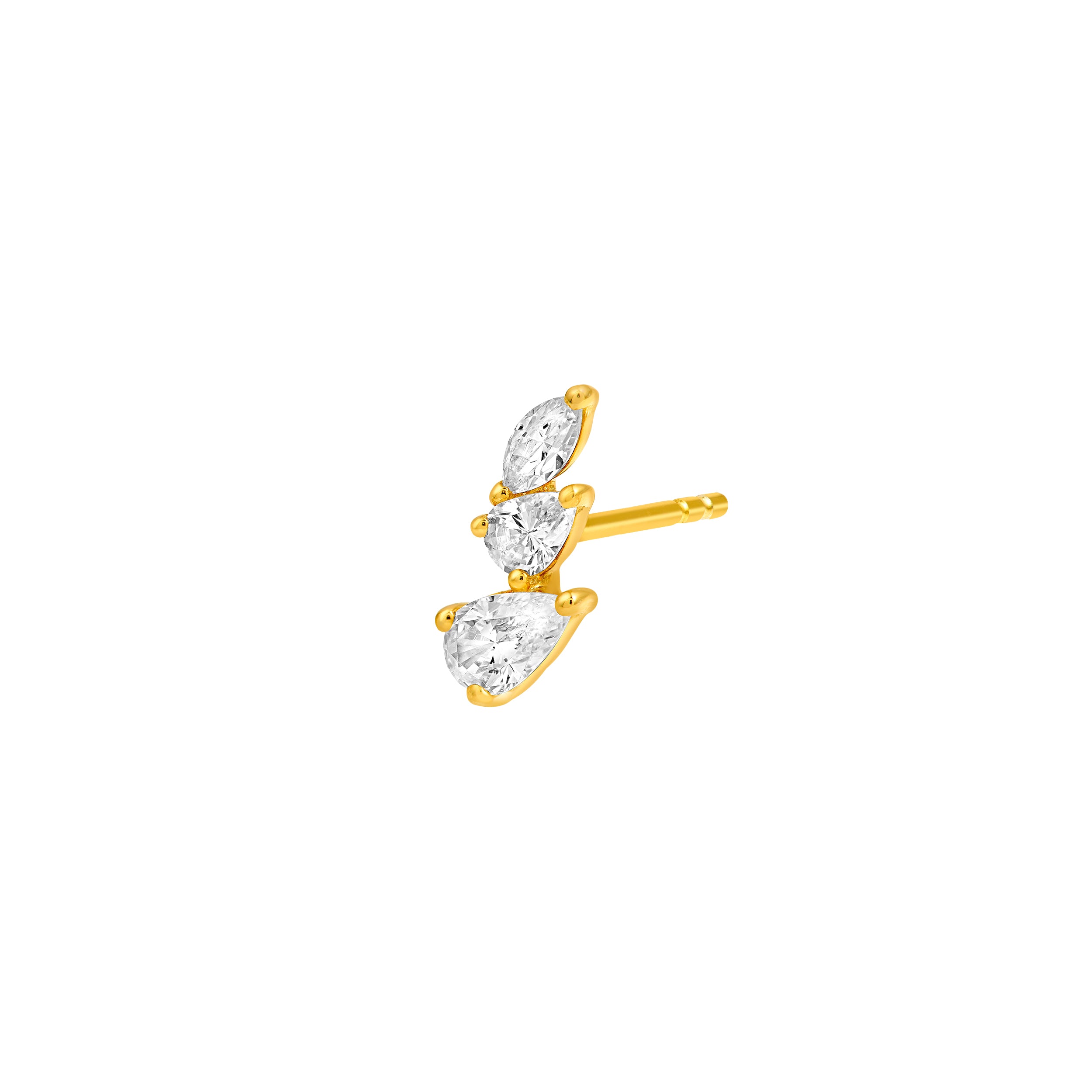 7/8tcw Pear Marquise and Round Diamond Stud Earrings