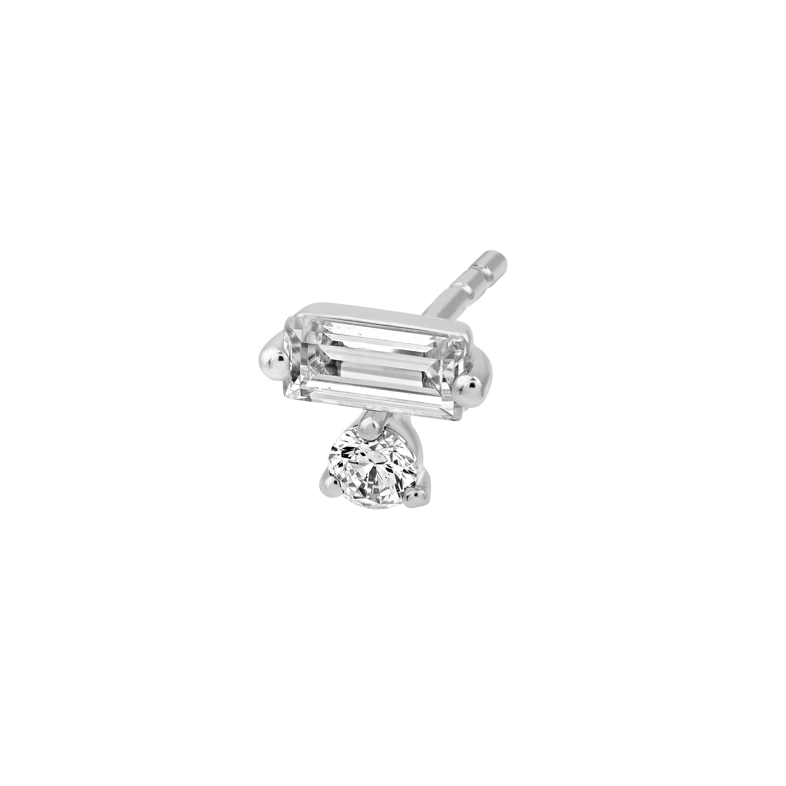 5/8tcw Square Baguette & Round Diamond Earrings