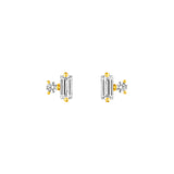 5/8tcw Square Baguette & Round Diamond Earrings