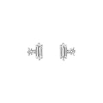 5/8tcw Square Baguette & Round Diamond Earrings