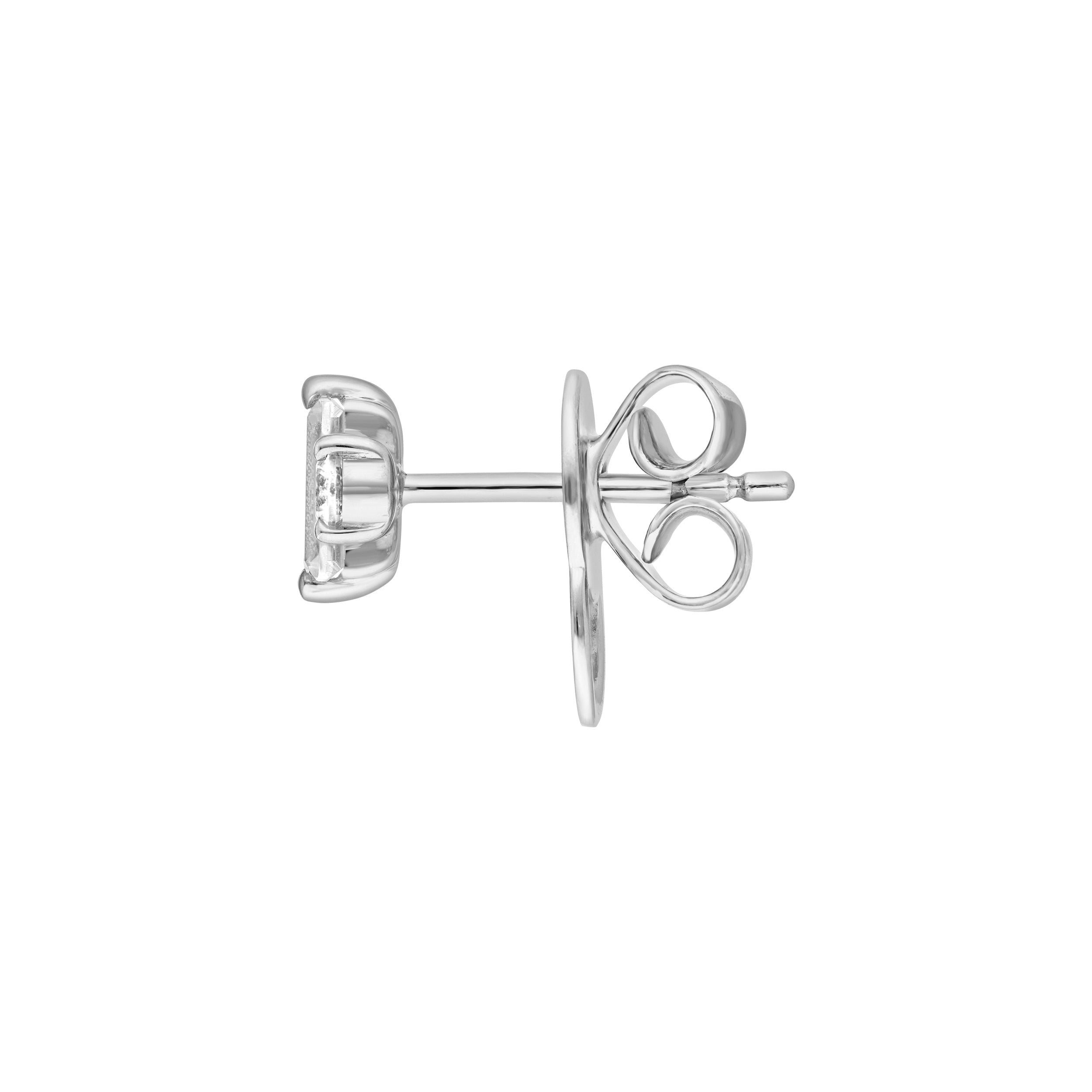 5/8tcw Square Baguette & Round Diamond Earrings