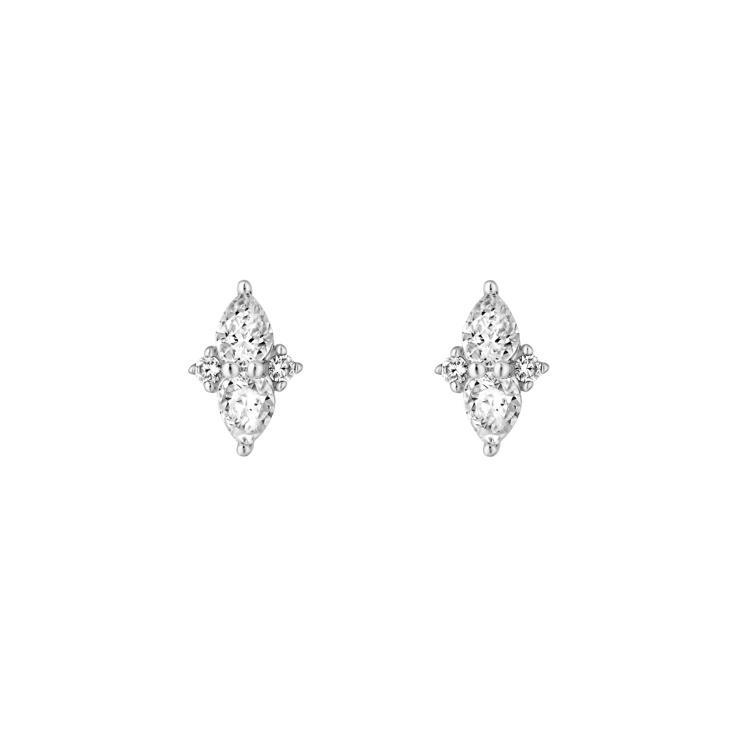 7/8tcw Pear & Round Diamond Earrings
