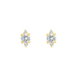 7/8tcw Three Stone Round Diamond Earrings