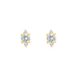 7/8tcw Three Stone Round Diamond Earrings
