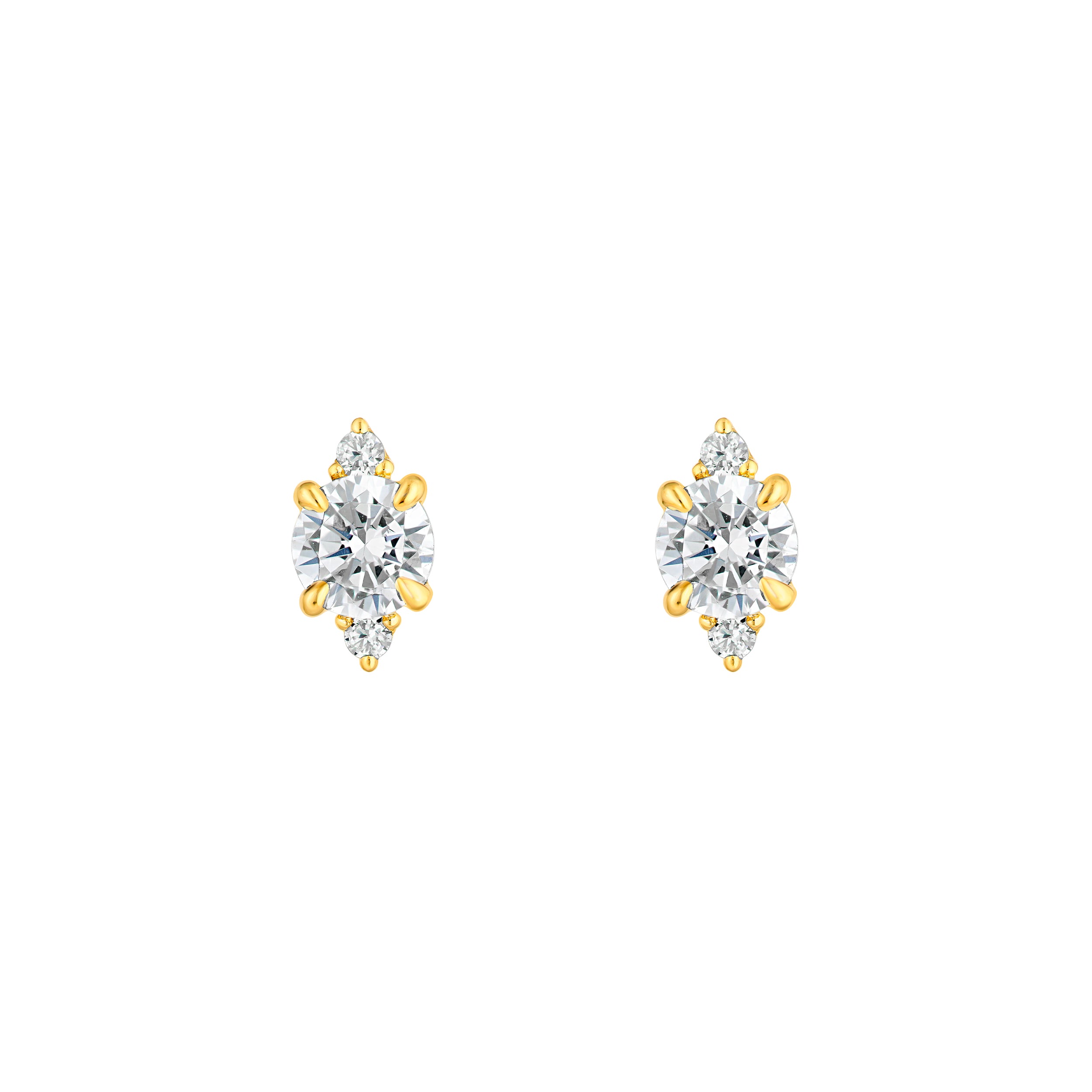7/8tcw Three Stone Round Diamond Earrings