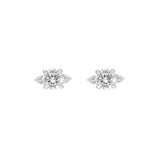 7/8tcw Three Stone Round Diamond Earrings