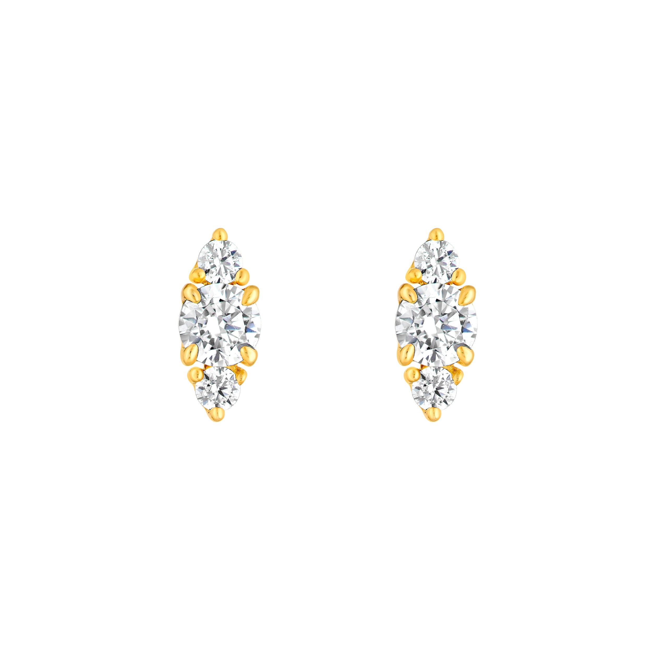 3/8tcw Three Stone Round Diamond Earrings