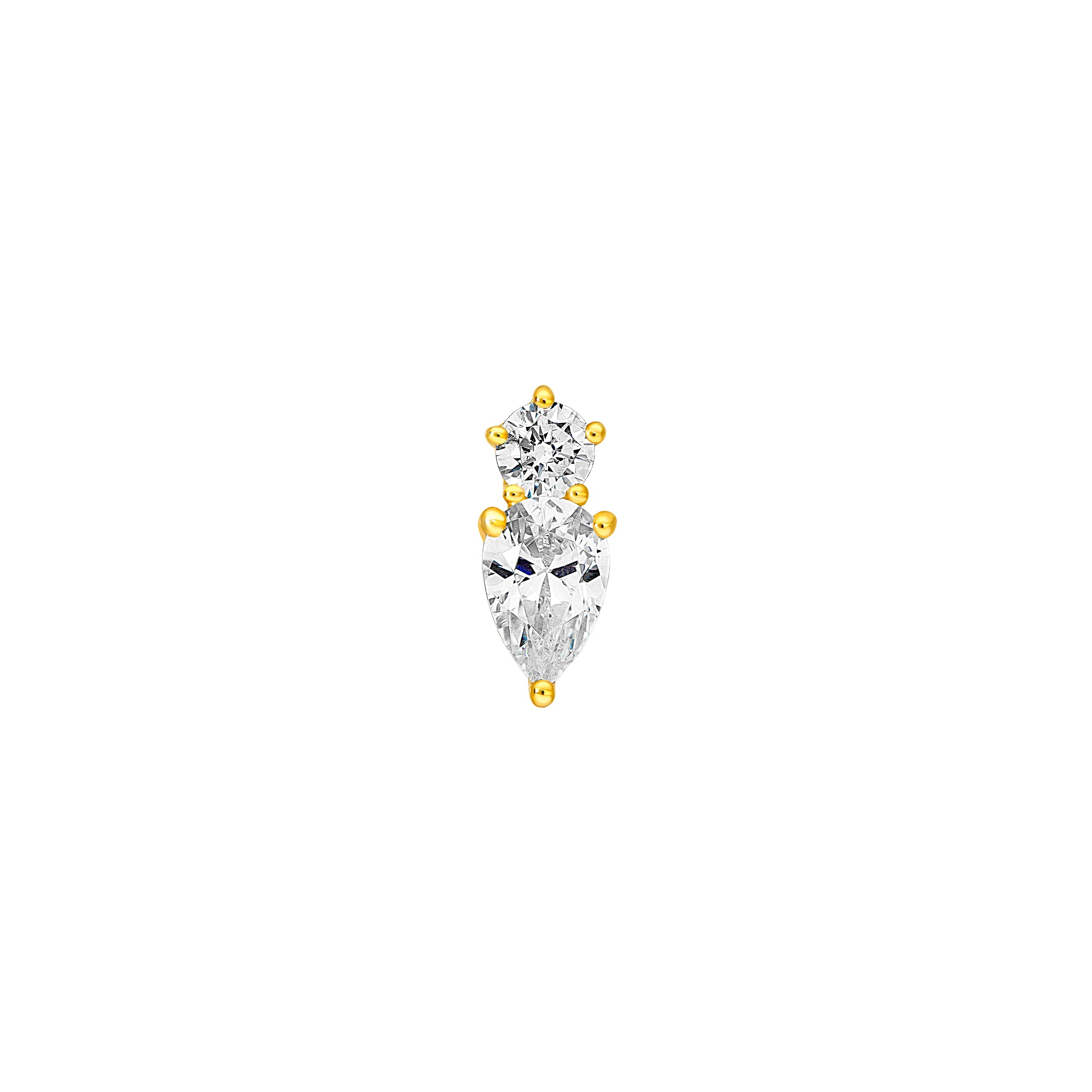 1-1/5tcw Round & Pear Diamond Stud Earrings