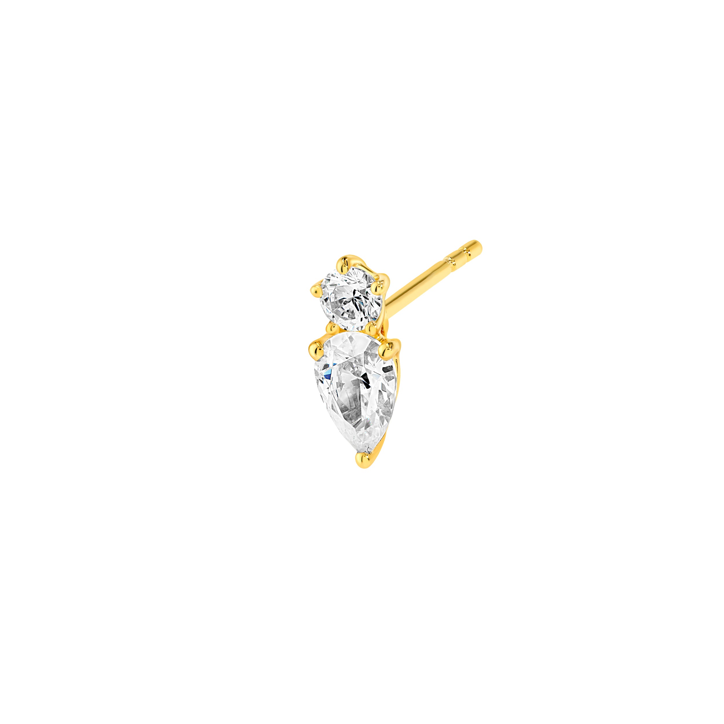 1-1/5tcw Round & Pear Diamond Stud Earrings