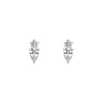 1-1/5tcw Round & Pear Diamond Stud Earrings