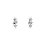 1-1/5tcw Round & Pear Diamond Stud Earrings