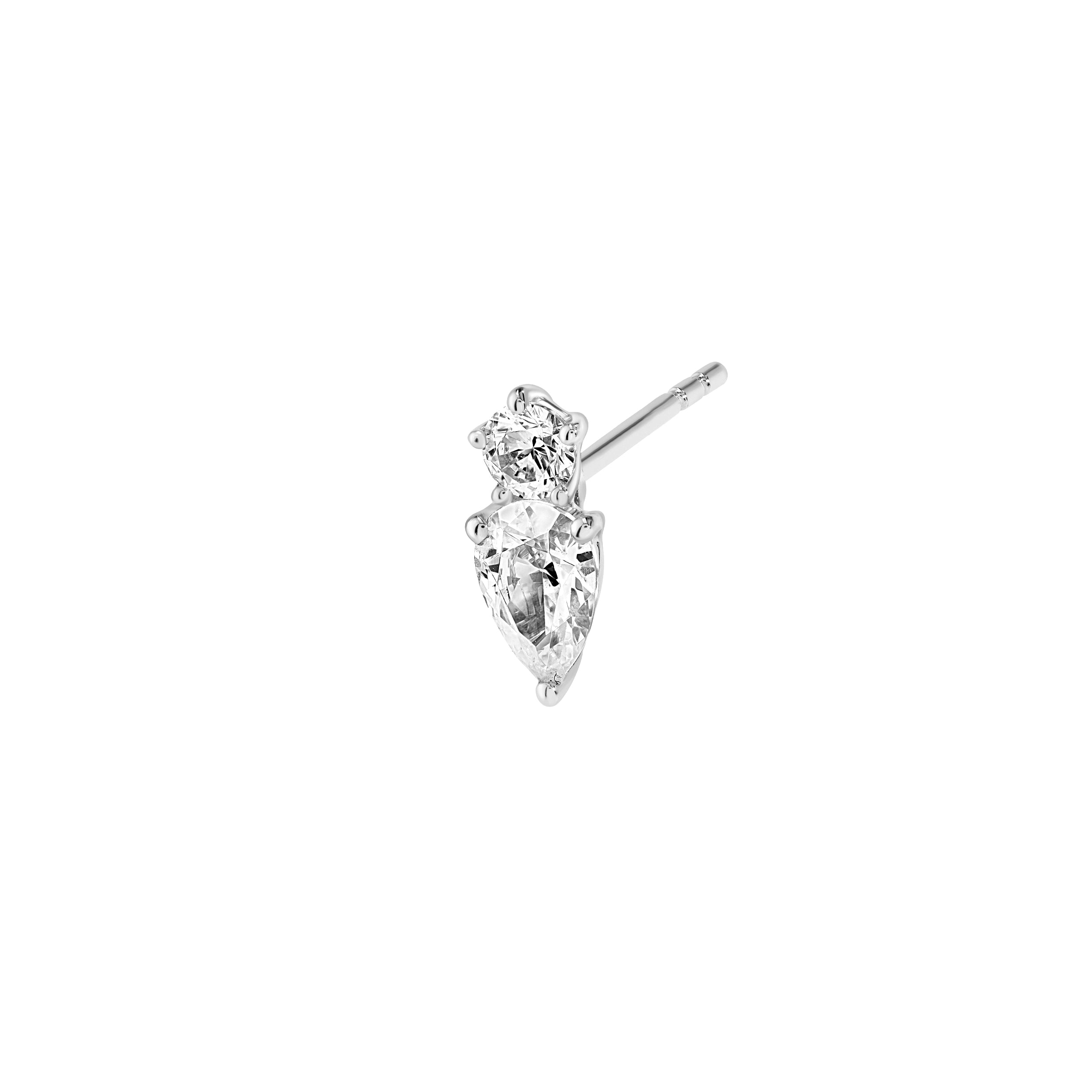 1-1/5tcw Round & Pear Diamond Stud Earrings