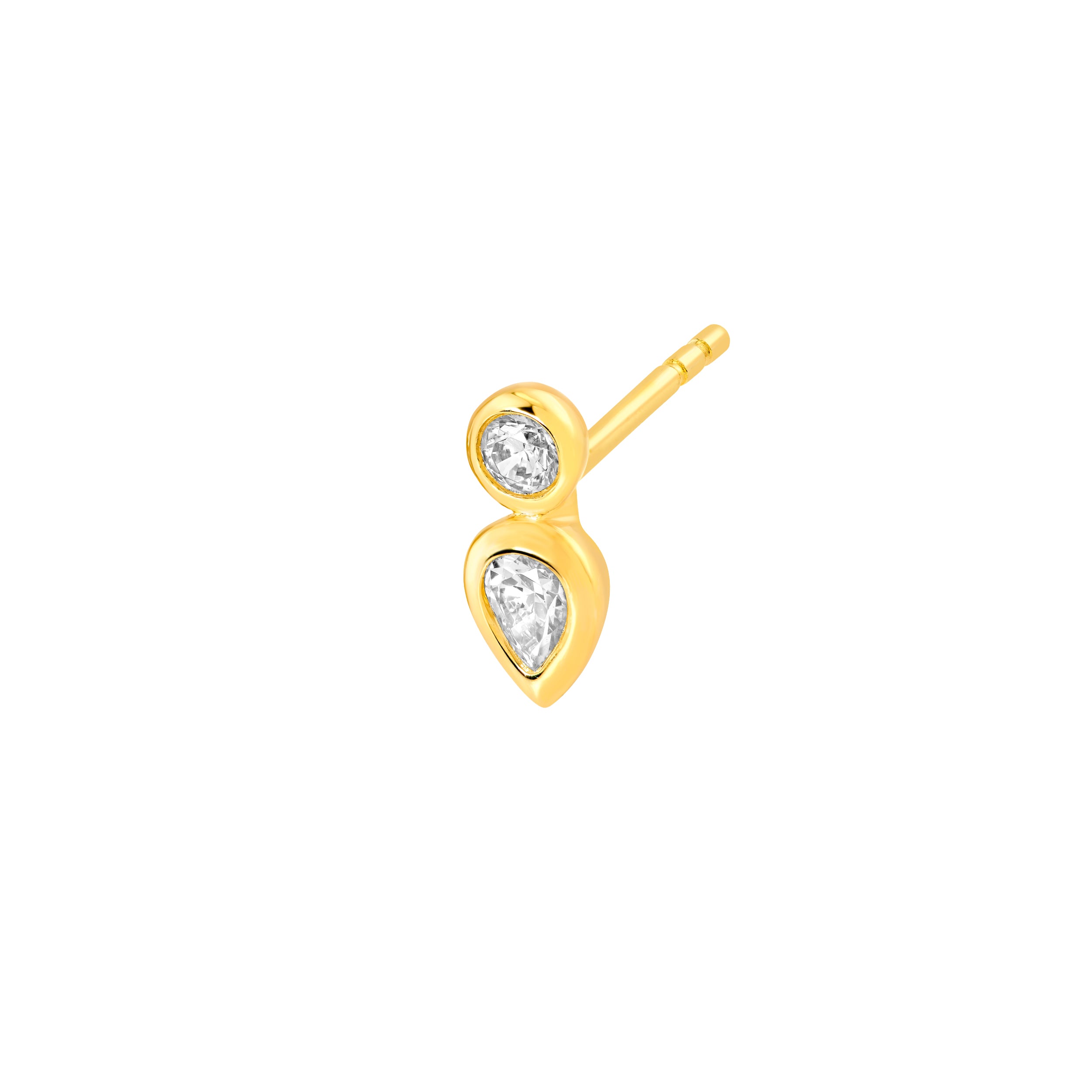 1/4tcw Round & Pear Diamond Bezel Set Earrings