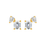 1tcw Emerald & Pear Diamond Stud Earrings