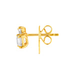 1tcw Emerald & Pear Diamond Stud Earrings