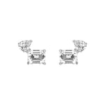 1tcw Emerald & Pear Diamond Stud Earrings