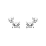 1tcw Emerald & Pear Diamond Stud Earrings