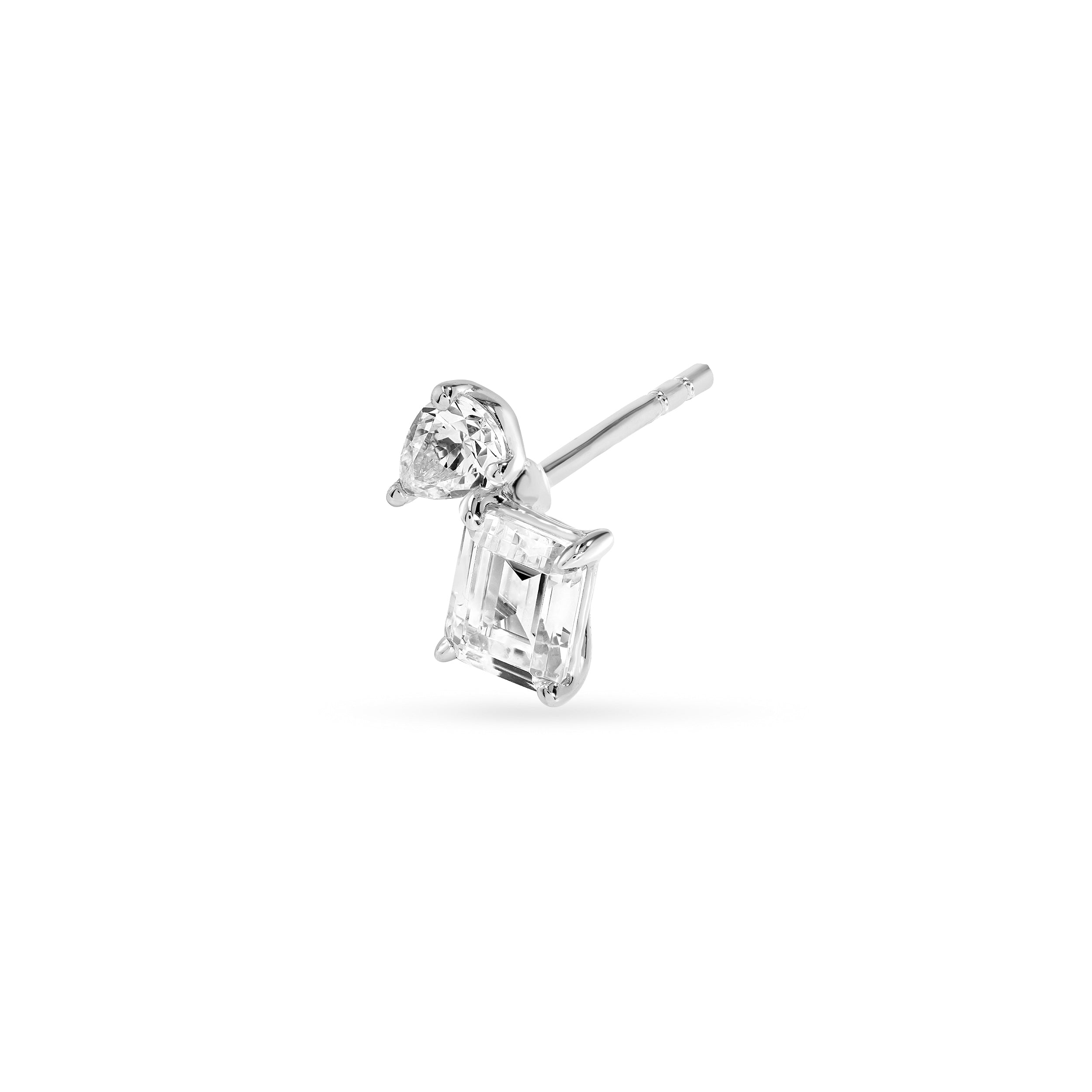 1tcw Emerald & Pear Diamond Stud Earrings