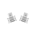 3/4tcw Princess & Emerald Duet Diamond Stud Earrings