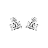 3/4tcw Princess & Emerald Duet Diamond Stud Earrings