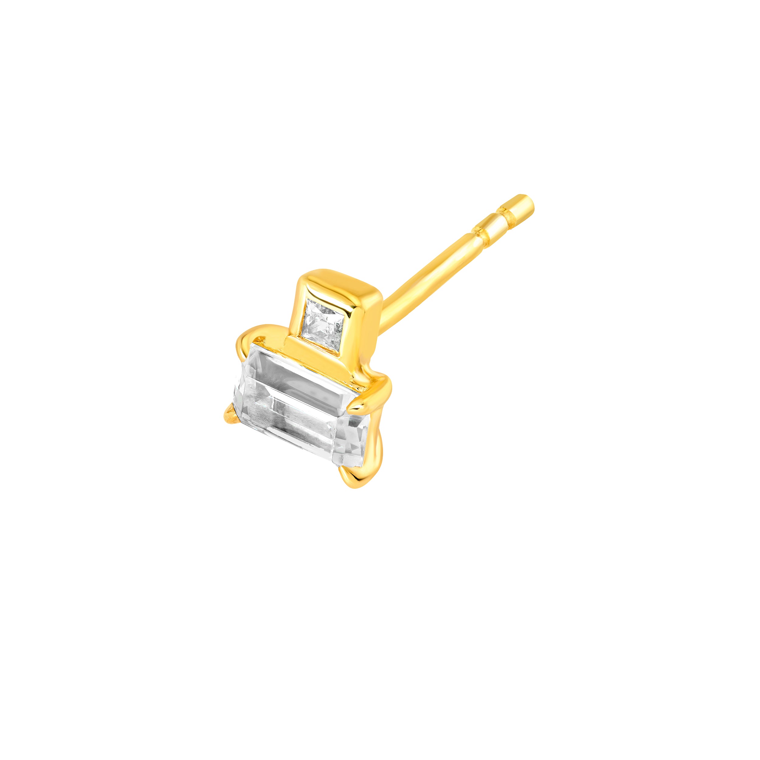 3/4tcw Princess & Emerald Duet Diamond Stud Earrings