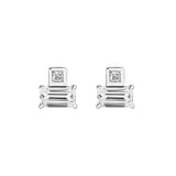 3/4tcw Princess & Emerald Duet Diamond Stud Earrings