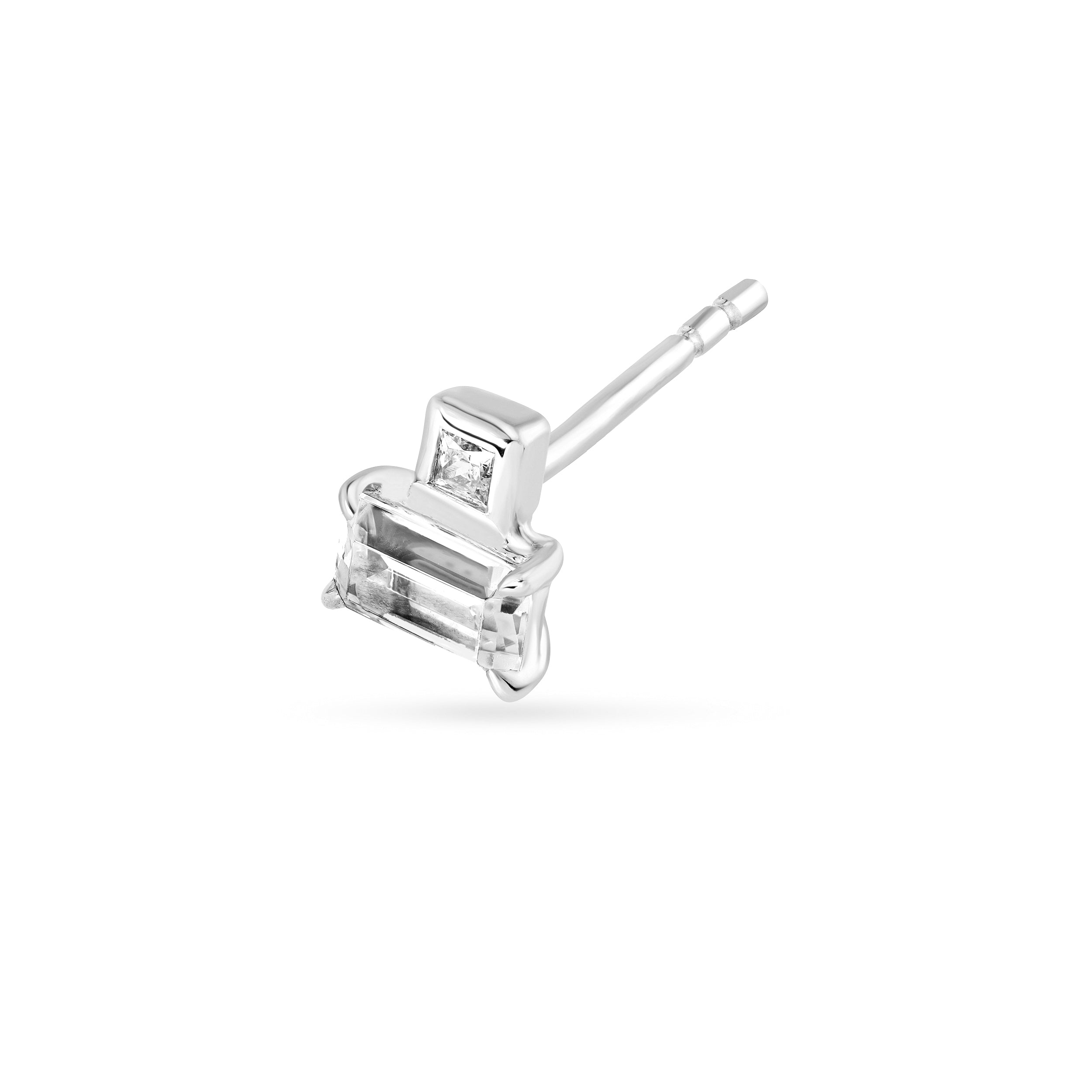 3/4tcw Princess & Emerald Duet Diamond Stud Earrings