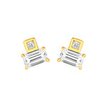 3/4tcw Princess & Emerald Duet Diamond Stud Earrings