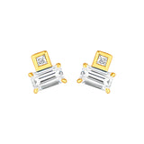 3/4tcw Princess & Emerald Duet Diamond Stud Earrings