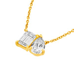 1-1/4tcw Toi et Moi Emerald & Pear Diamond Necklace