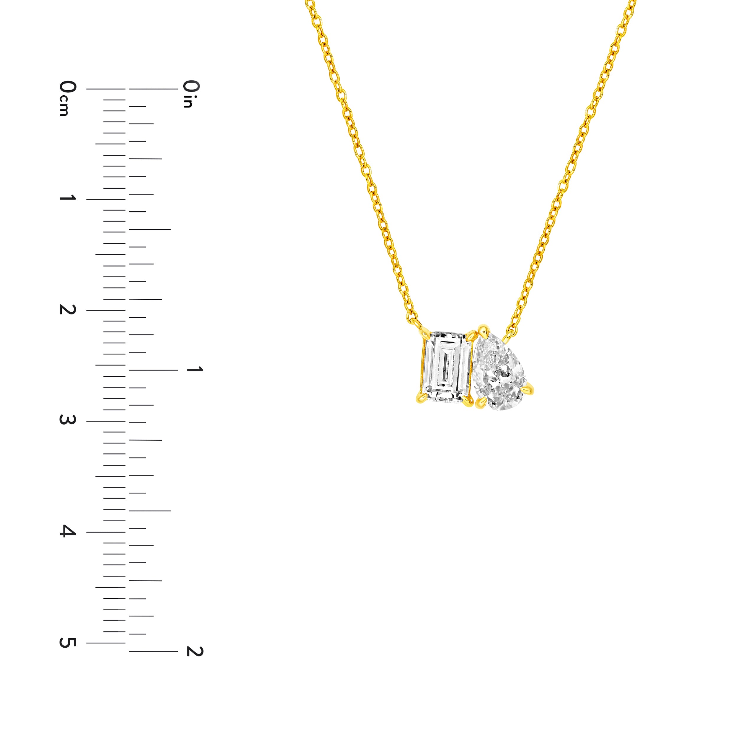 1-1/4tcw Toi et Moi Emerald & Pear Diamond Necklace
