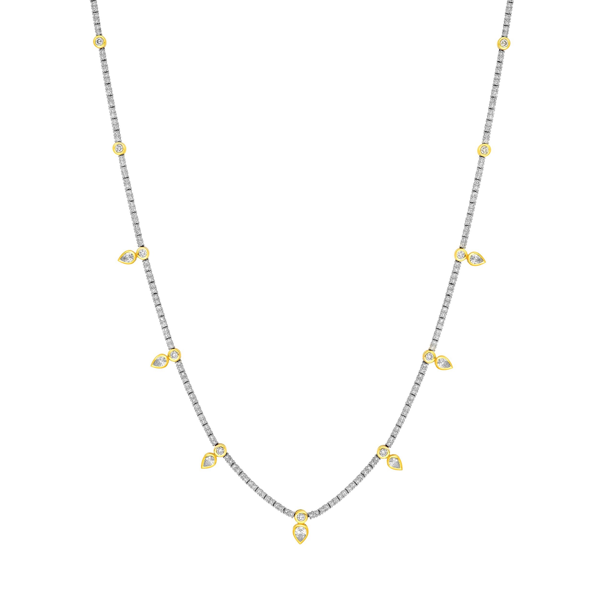 Pear Drop Station Diamond Tennis Necklace